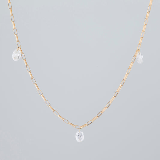 Innocence oval chain necklace / K18 yellow gold / 0.2 carat