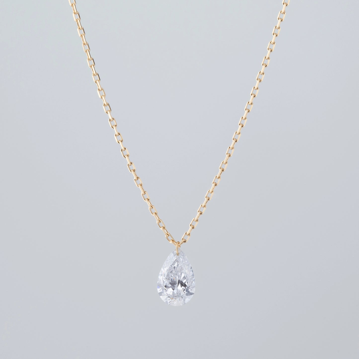 INNOCENCE 1 grain pair shaping necklace / K18 Yellow Gold / 0.5 Carat